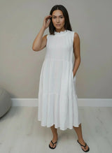 Linen Sleeveless Dress White