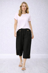 Ladies Plain Linen Crop Pants