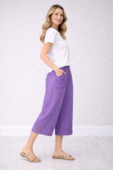 Ladies Plain Linen Crop Pants