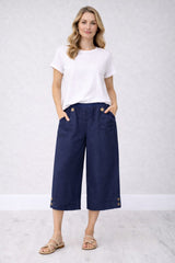 Ladies Plain Linen Crop Pants