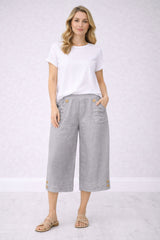 Ladies Plain Linen Crop Pants