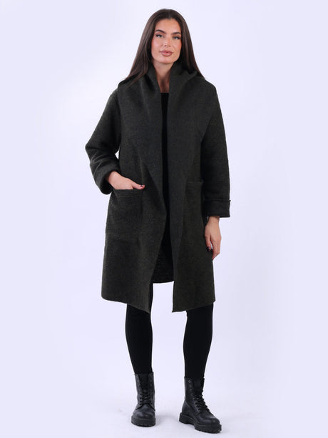 Solid Shawl Collar Wooly Coat