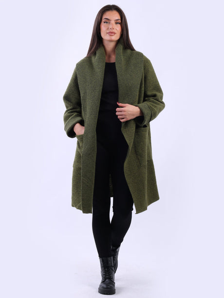 Solid Shawl Collar Wooly Coat