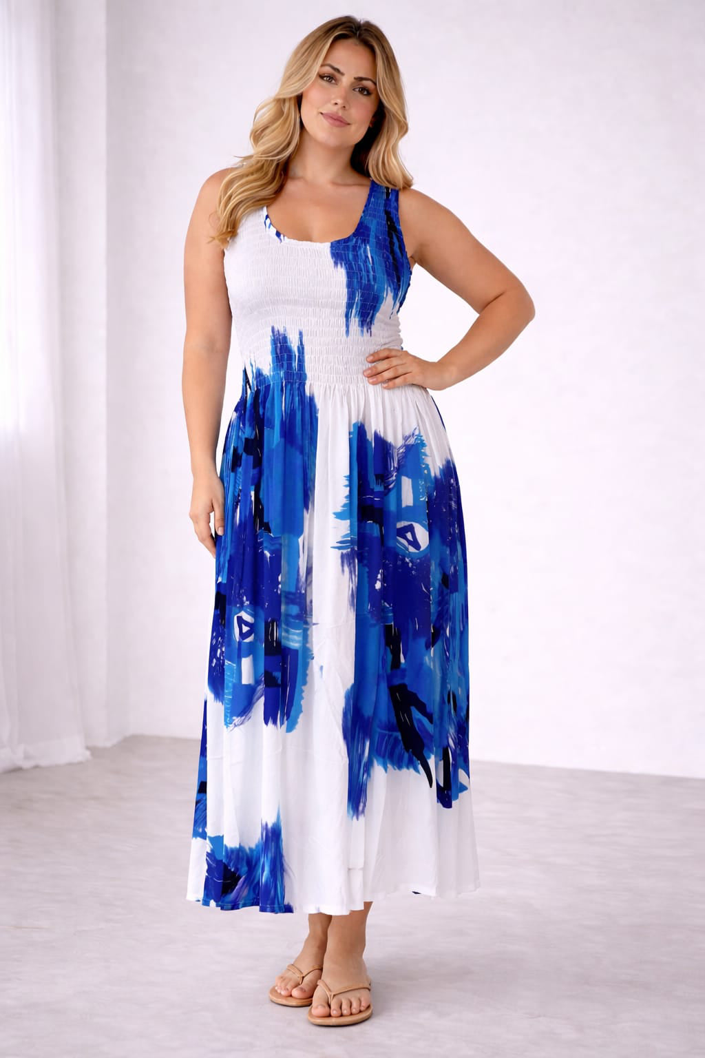 Printed Sleeveless Boho Plus Size Maxi Dress