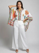 Oversized Batwing Tunic Top White