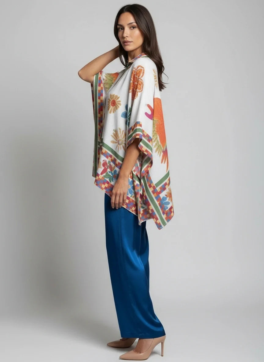 Button Down Batwing Oversized Top