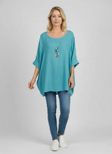 Necklace Crop Blouse Aqua