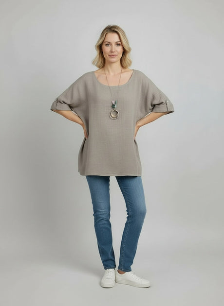 Necklace Crop Blouse Mocha