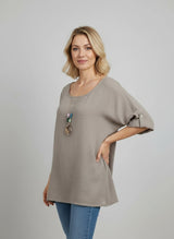 Plain Plus Size Crop Top With Necklace