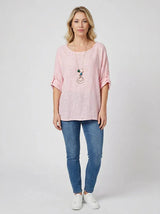 Necklace Crop Blouse Pink