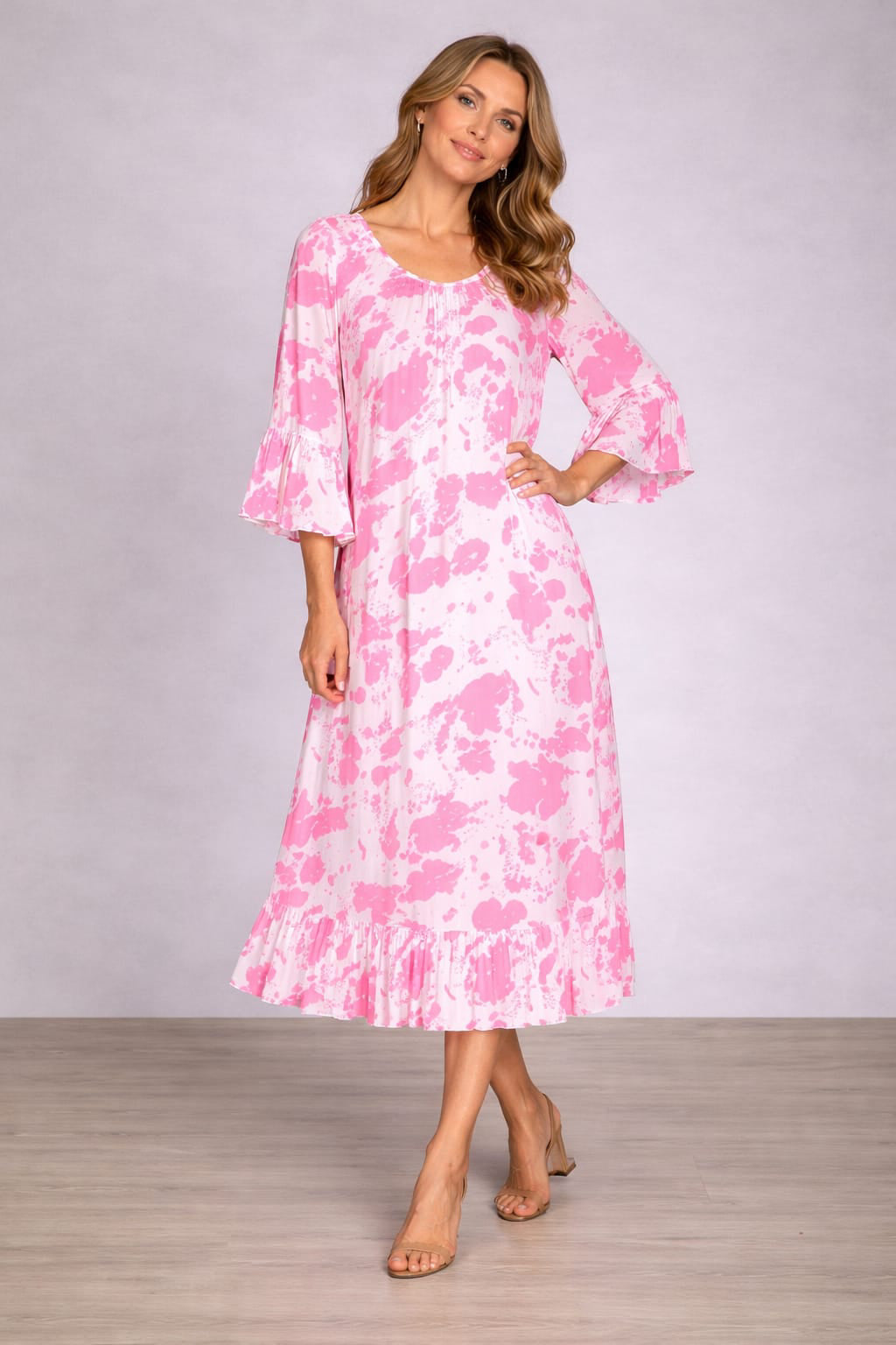 Plus Size Digital Print Lagenlook Maxi Dress