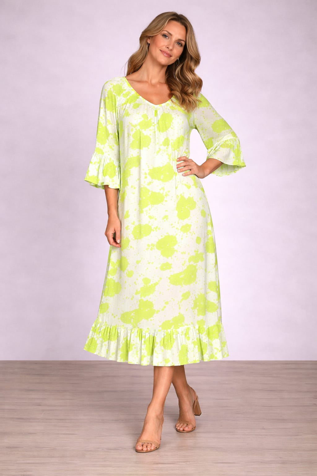 Plus Size Digital Print Lagenlook Maxi Dress