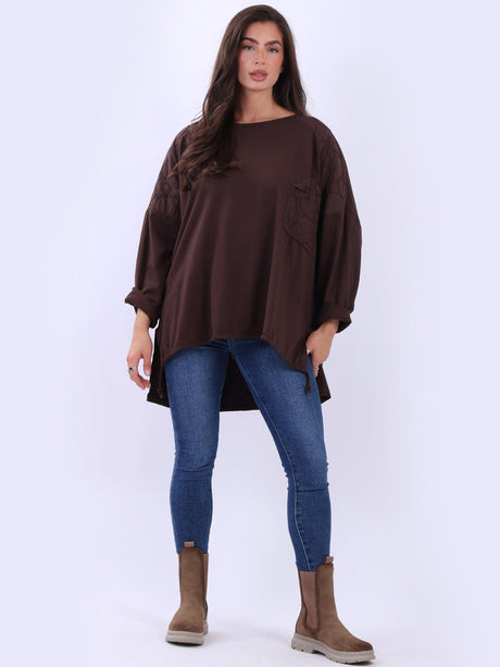 Oversized Drop Shoulders Batwing Embroidered Top