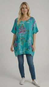 Plus Size Cotton Top Aqua