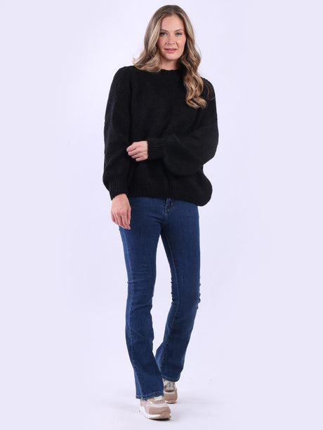 Women Plain Batwing Knitted Crop Jumper