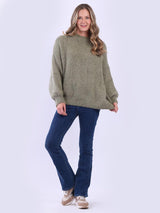 Women Plain Batwing Knitted Crop Jumper