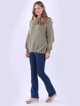 Women Plain Batwing Knitted Crop Jumper