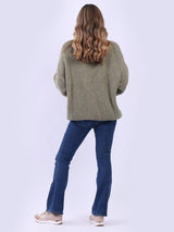 Women Plain Batwing Knitted Crop Jumper