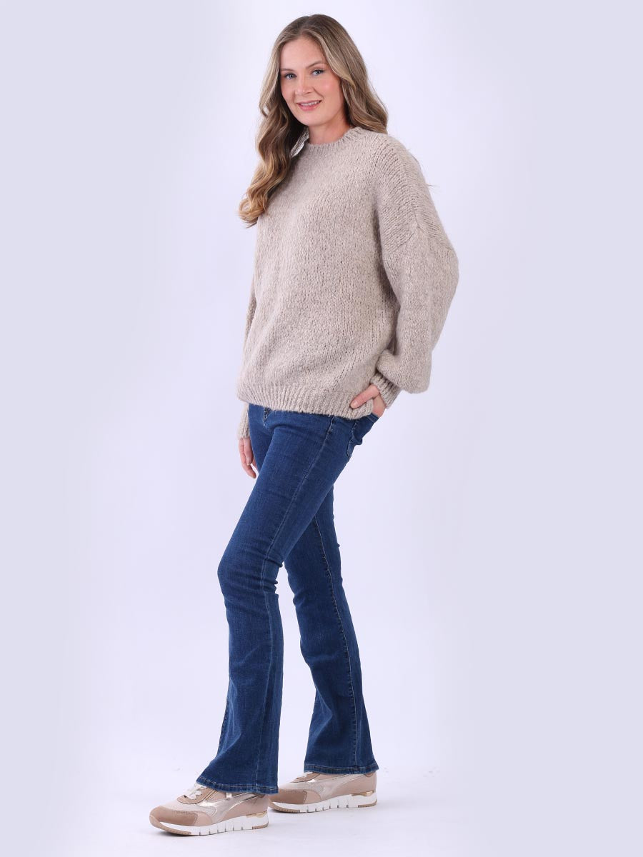 Women Plain Batwing Knitted Crop Jumper