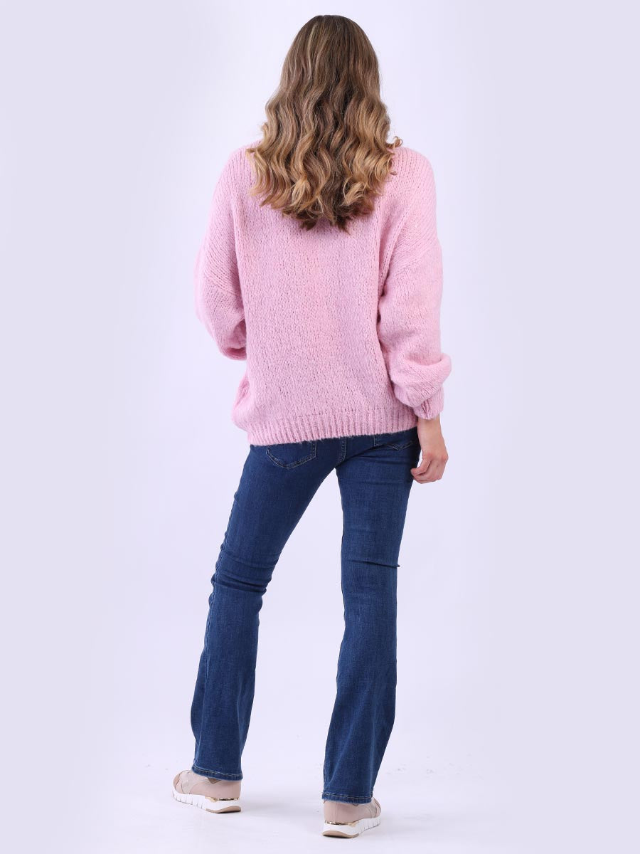 Women Plain Batwing Knitted Crop Jumper