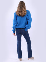 Women Plain Batwing Knitted Crop Jumper