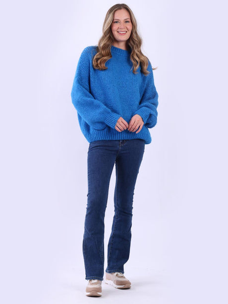 Women Plain Batwing Knitted Crop Jumper