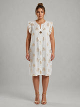 Gold Foil Oversized Dress Beige