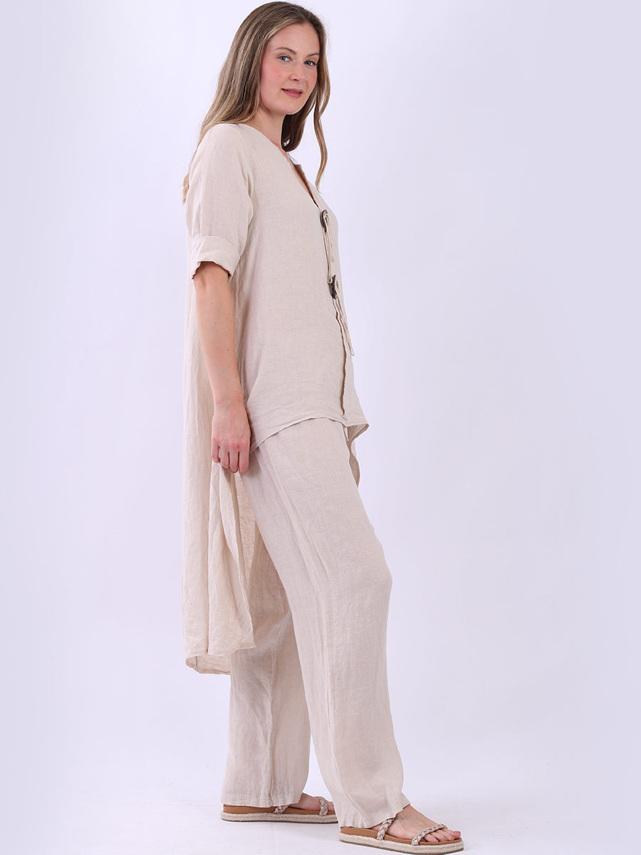 Oversized Plain Linen Hi-Lo Dress