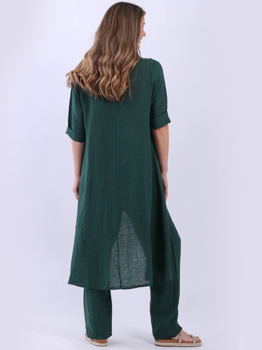 Oversized Plain Linen Hi-Lo Dress