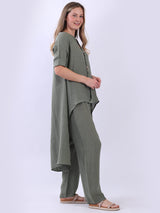 Oversized Plain Linen Hi-Lo Dress