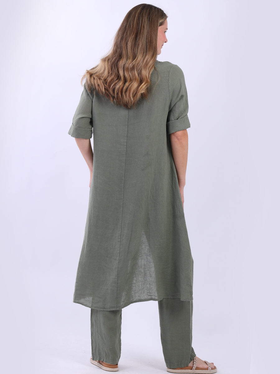 Oversized Plain Linen Hi-Lo Dress