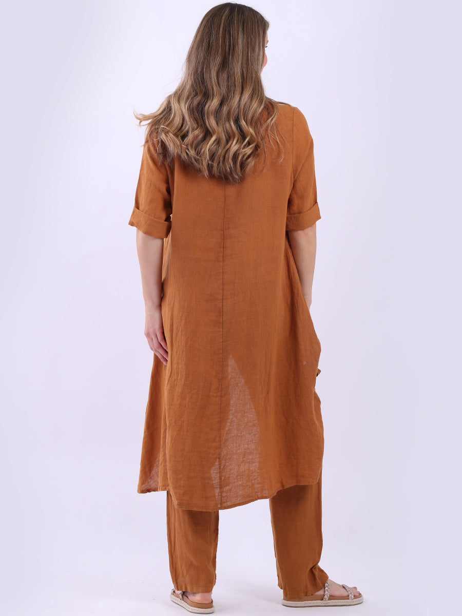 Oversized Plain Linen Hi-Lo Dress