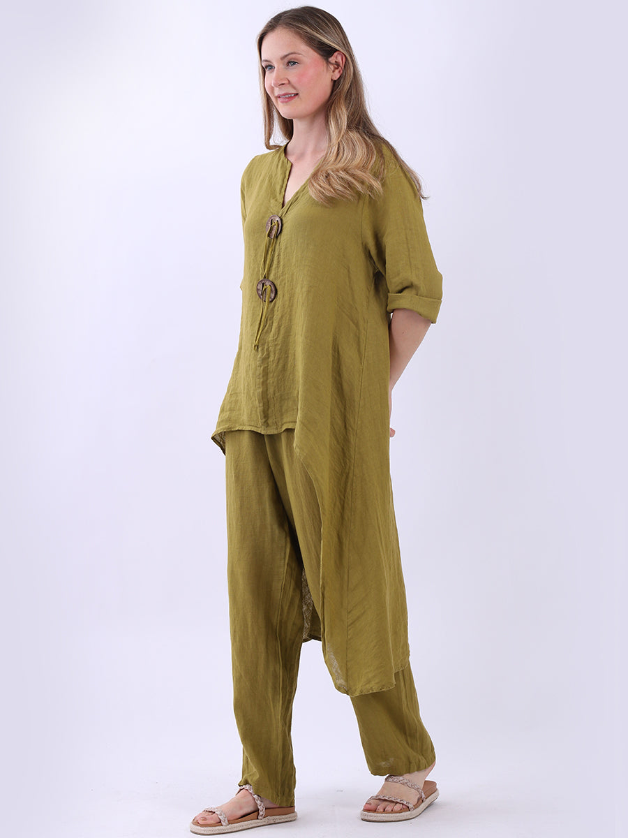 Oversized Plain Linen Hi-Lo Dress