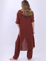 Oversized Plain Linen Hi-Lo Dress