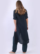 Oversized Plain Linen Hi-Lo Dress