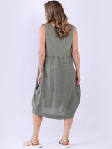 Plus Size Linen Ruffle Sleeveless Strappy Dress