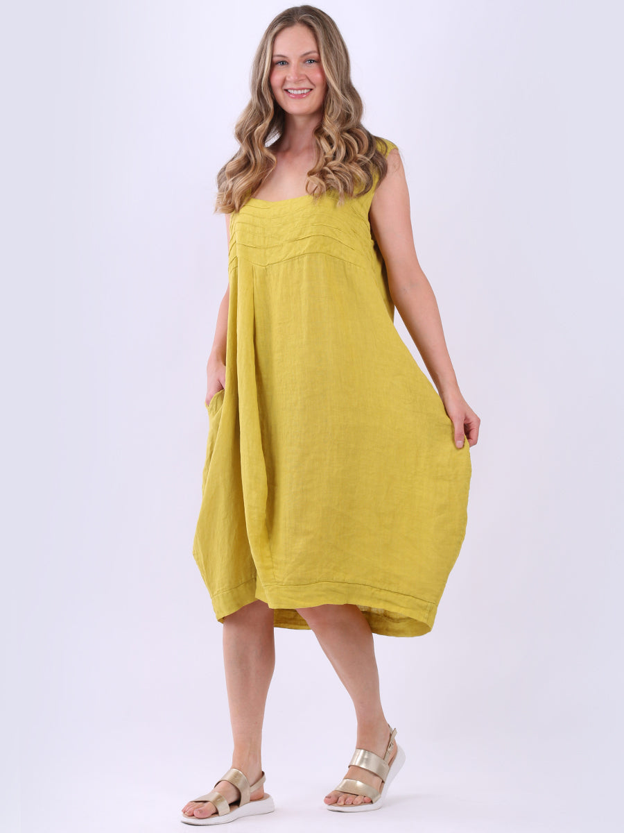 Plus Size Linen Ruffle Sleeveless Strappy Dress