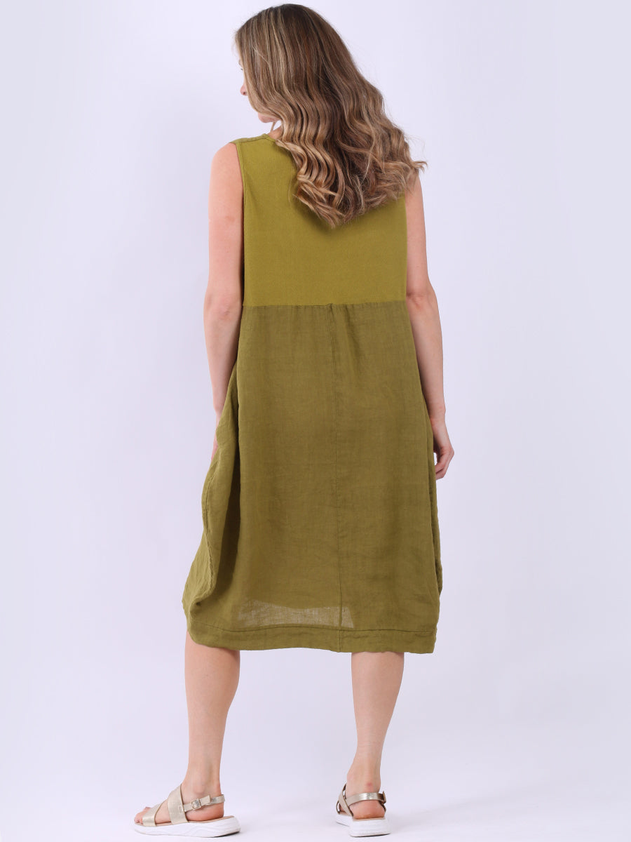 Plus Size Linen Ruffle Sleeveless Strappy Dress