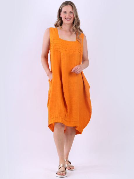 Plus Size Linen Ruffle Sleeveless Strappy Dress