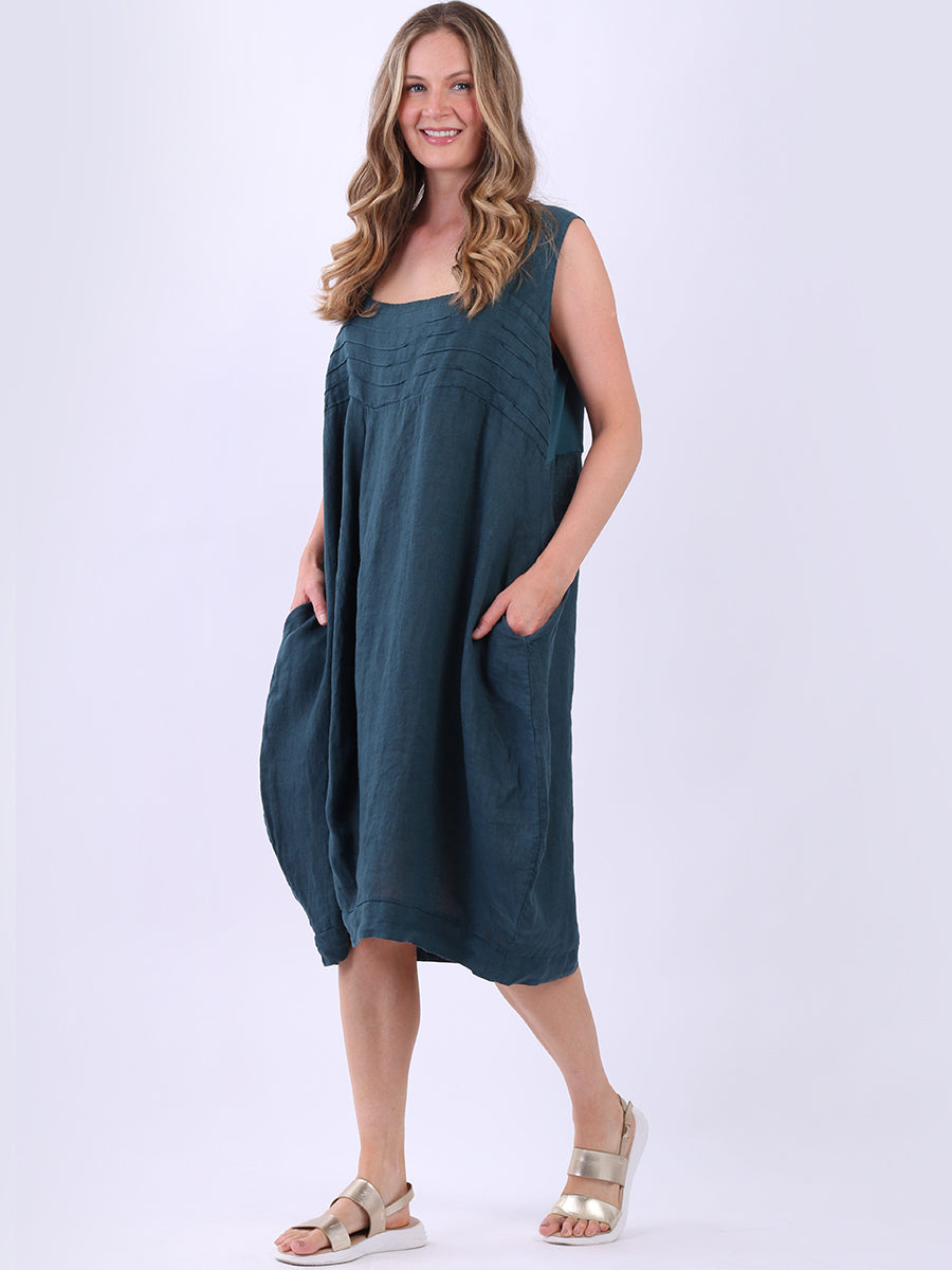 Plus Size Linen Ruffle Sleeveless Strappy Dress