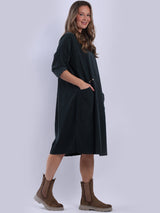 Chic Women Plain Cotton Midi Dress