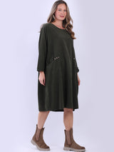 Chic Women Plain Cotton Midi Dress