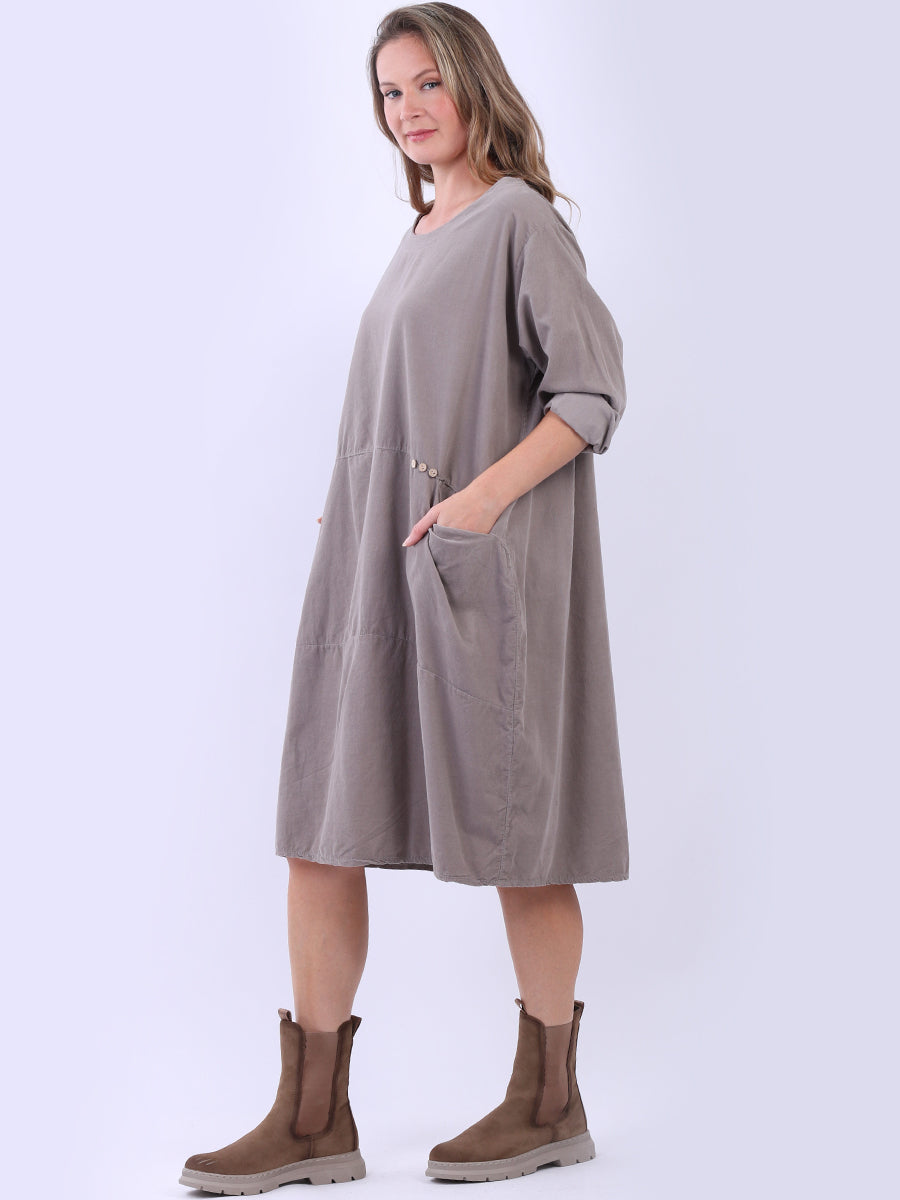 Chic Women Plain Cotton Midi Dress