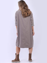 Chic Women Plain Cotton Midi Dress