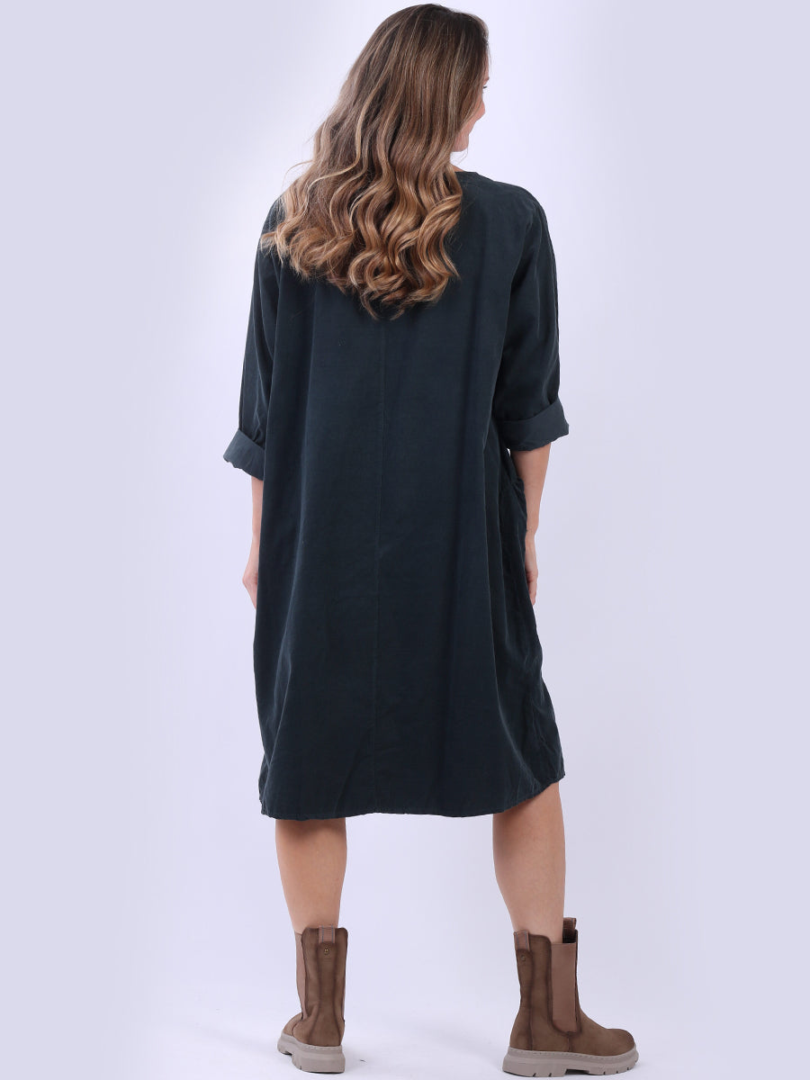 Chic Women Plain Cotton Midi Dress