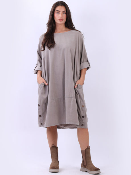 Solid Cotton Corduroy Oversized Dress