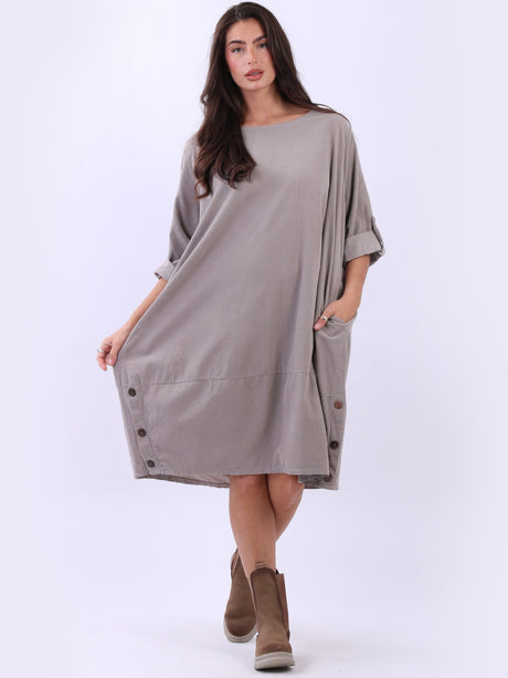 Solid Cotton Corduroy Oversized Dress