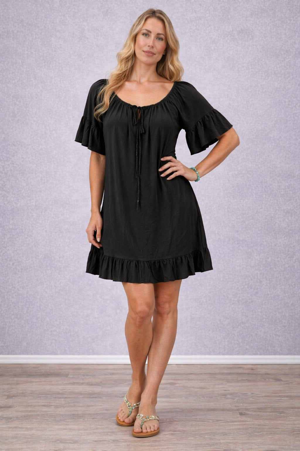 Plain Oversized Mini Dress Black