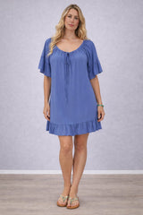 Plain Oversized Mini Dress Denim