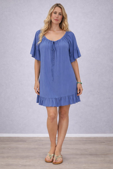 Plain Oversized Mini Dress Denim